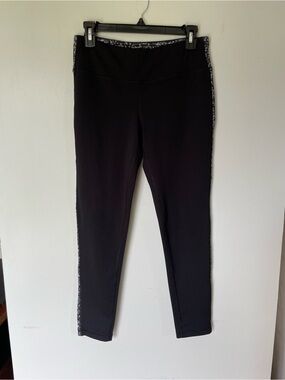 Reflex Black Leggings with Side Stripe, Size M